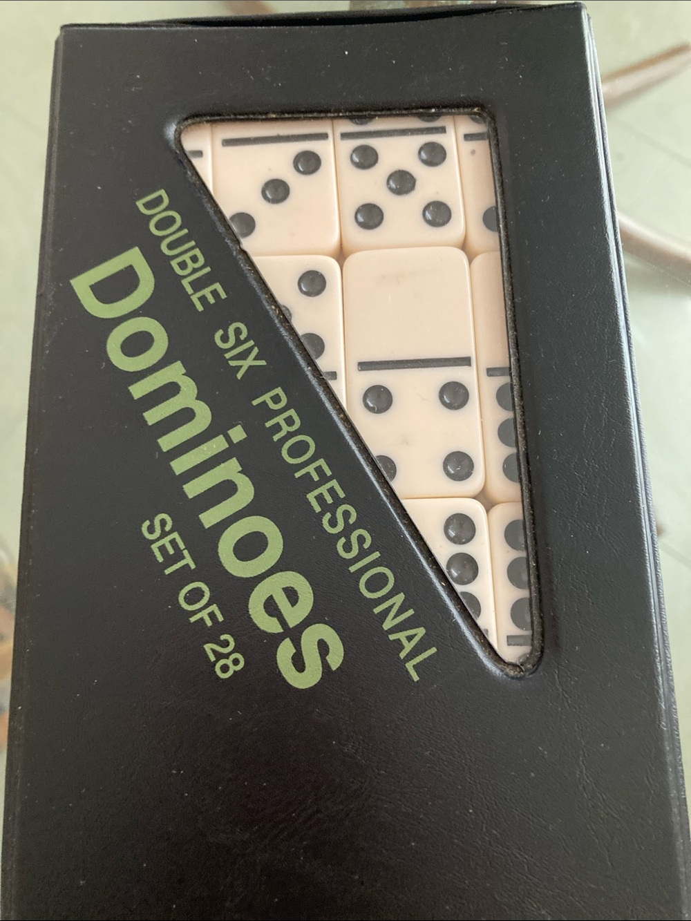 Double Six Dominoes Set - Black Case with Ivory Tiles